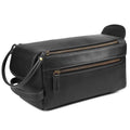 Full Grain Leather Toiletry Kit for Men & Women ? Travel Toiletries & Shaving Bag Organizer, Water-Resistant Grooming Case for Bathroom, Makeup & Cosmetic Storage - Midnight Black