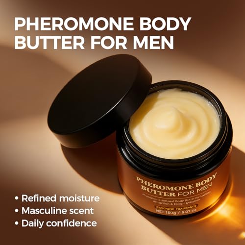 Men's Pheromone Body Butter with Shea, Cocoa & Coconut Oil - Long Lasting Fragrance