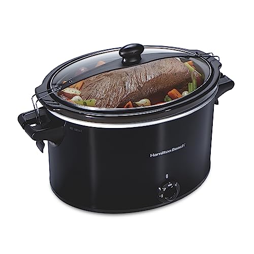Hamilton Beach 10 Quart Portable Slow Cooker Black - Large Capacity, Easy Carry & Spill-Resistant Lid