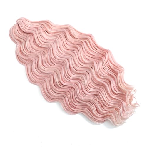 20 Inch Light Pink Curly Braiding Hair Mix - Long Synthetic Crochet Hair for Boho Styles