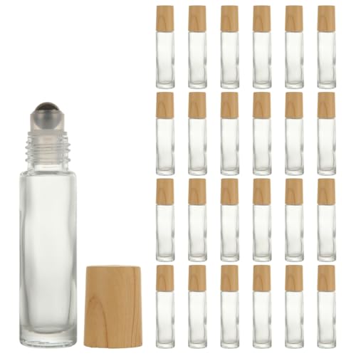 Glass Roll-On Bottle for Essential Oils 10ml with Bamboo Lid - Leakproof & Travel-Friendly