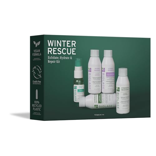 Biolage Winter Rescue Kit - Hydra Source and Strength Cure Mini Shampoo, Conditioner and Scalp Sync Concentrate, Hydrates and Repairs Damage, For Healthy Scalp And Strong Hair
