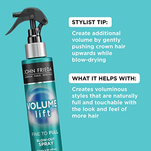 John Frieda Volume Lift Fine to Full Blow-Out Spray for Fine Hair, Safe for Color-Treated Hair, Root Booster Volumizing Spray, 4 Ounces, with Air-Silk Technology (Packaging May Vary) (Pack of 2)