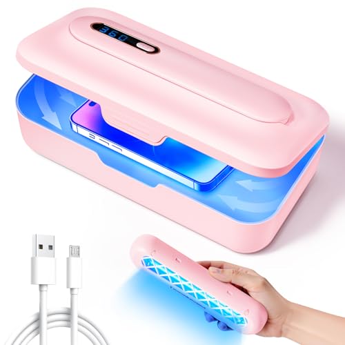 Pink Portable UV Nail Tool Cleaner Box with Blue Light – Rechargeable & Auto Shut-Off