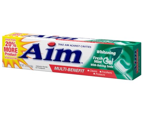 Aim Fresh Mint Gel Toothpaste 6 oz Tube - Cavity Protection & Whitening