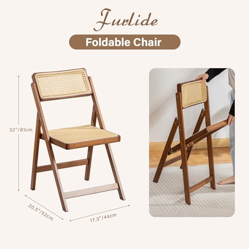 Walnut Furlide Rattan Folding Chair - Bamboo Dining Seating, Portable & Stylish, 1 Pack