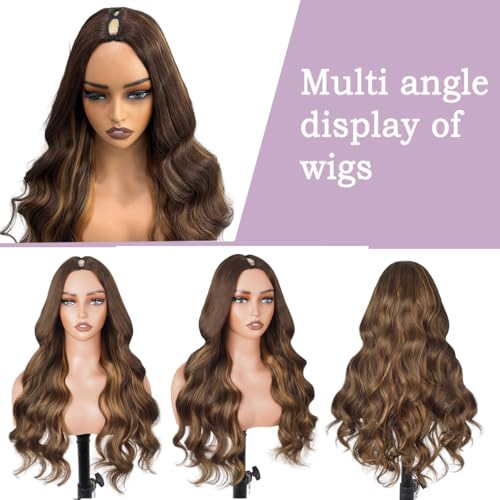 Emistar 26 Inch Body Wave U Part Wig - Highlights & Glueless Half Wigs for Black Women #4H27 BW
