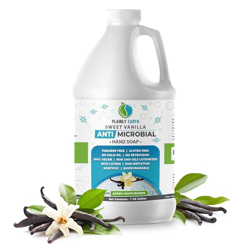 128 Fl Oz Hand Soap Refill - Moisturizing Antibacterial Liquid Soap with Vanilla Scent - Gentle, Vegan & Made in USA