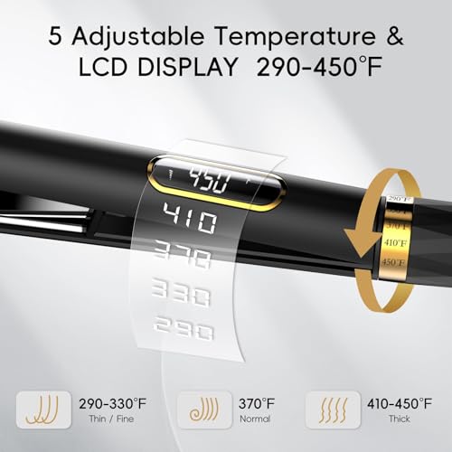 Nicebay Titanium Flat Iron Hair Straightener & Curler 2-in-1, Fast Heating, LCD Display