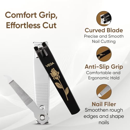 Vega Large Nail Clipper - Black 1 Pcs by Vega Product