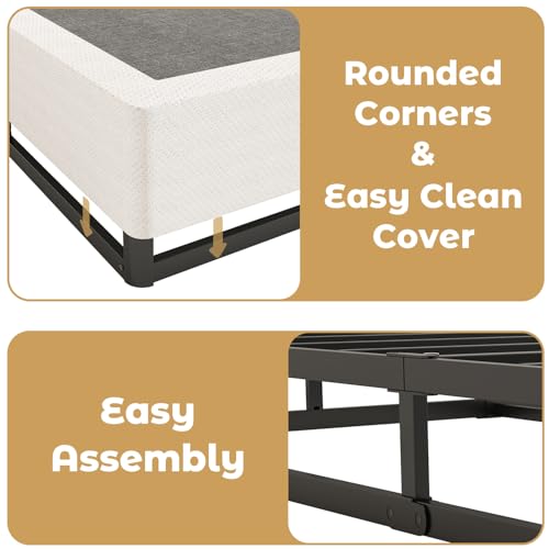 NHODIR 5 Inch Queen Box Spring - Heavy Duty Metal Bed Foundation with Cover