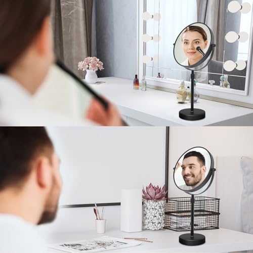 Nicesail Higher Taller Tabletop Makeup Mirror of 8 Inch, 5X Magnified Makeup Mirror Countertop Standing, Height Adjustable, Double Sided Mirror in Matte Black (8 Inch, 5X)¡¦