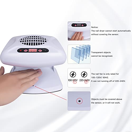 Gegong Air Nail Dryer with Auto Sensor 300W Hand & Foot Fast Drying Light Blue