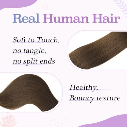 Clip in Hair Extensions Human Hair 14 Inch Thick 100g - Medium Brown #4