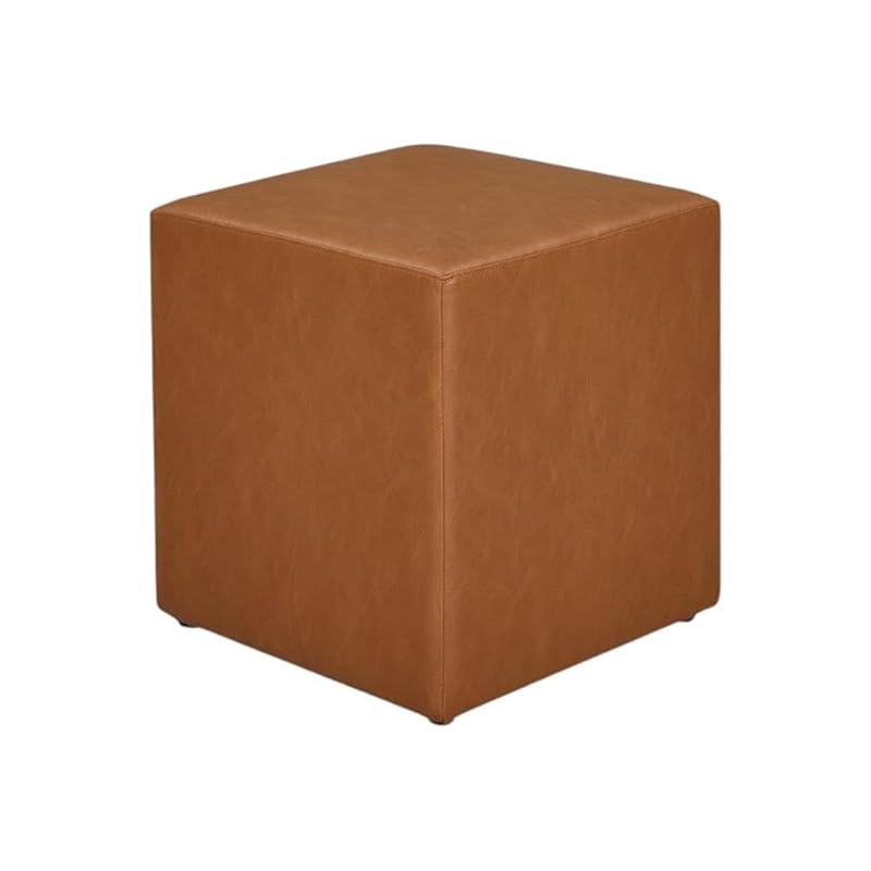 Warren 18-Inch Cube Ottoman with Vegan Leather - Carmel (Variation: Caramel)