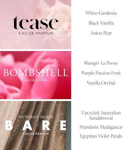 Assorted Mini Fragrance Gift Set - Victoria's Secret Eau de Parfums - Bombshell, Bare & Tease