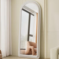 Arched White Full Length Floor Mirror 63x24 with Stand, Double Frame, Safe Glass