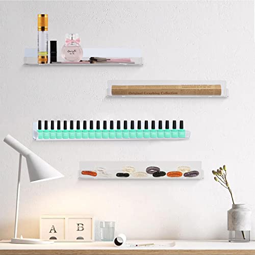 Trophable 24-Inch Clear Wall Mounted Nail Polish Rack Set - 6 Pack