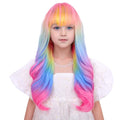 Rainbow Kids Long Curly Wavy Wig - Colorful Synthetic Hair with Cap - Variation of THIS listing