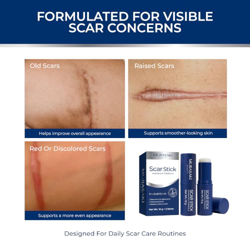 MURASAKI BEAUTY Advanced Silicone Scar Stick 2 x 10g, C-Section, Surgical Burns & Acne Scar Care