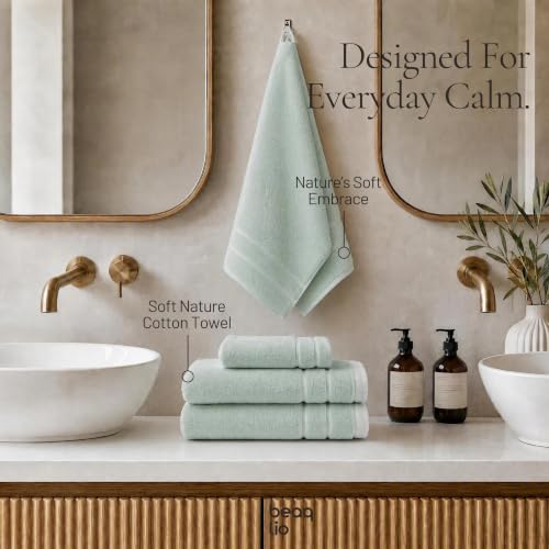 Aqua Cotton Bath Towels Set - 8-Piece Ultra Soft & Absorbent Towel Collection