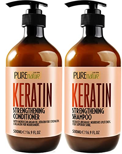 Keratin Shampoo and Conditioner Set with Hair Mask for Shine & Nourishment