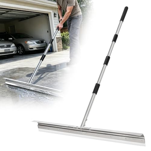 AugFir Large Heavy-Duty Floor Squeegee - 33.4" Silicone Blade, 63" Handle for Concrete & Garage Cleaning