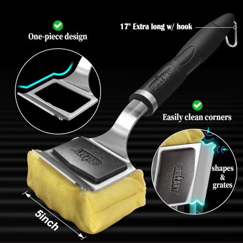 Bristle-Free Grill Brush with Steam Cleaning & Replaceable Head - Black