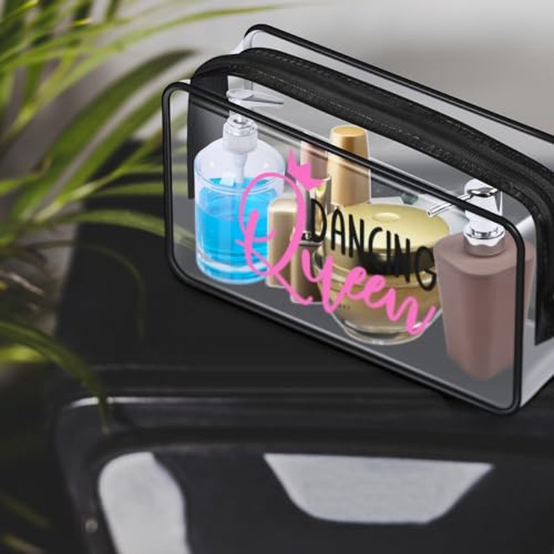 Abbylike 12 Pcs 7 x 4.7 x 2.4'' Dance Makeup Bags Gifts for Dancers Team Christmas Makeup Bags PVC Clear Cheer Case Toiletry Zipper Pouch for Women Christmas Xmas
