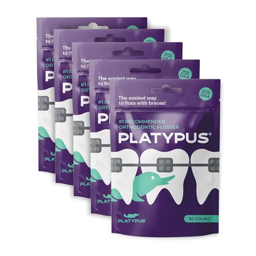 Platypus Orthodontic Flossers for Braces - 30 Count Pack of 5, Dentist Recommended