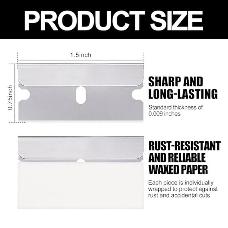 1200 Pcs Single Edge Razor Blades Industrial Straight Edge Replacement Scraper Box Cutter Glass Paint Scraper Blades for Removing Stickers Decals Labels
