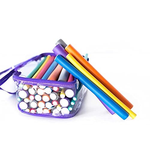 Diane Twist-Flex Rods ? Pack of 42 Assorted Hair Rollers for Women and Girls ? Reusable Zip Pouch for Storage - Small, Medium, Large ? Purple, Gray, Orange, Blue, Red, Yellow, Green ? DTV1