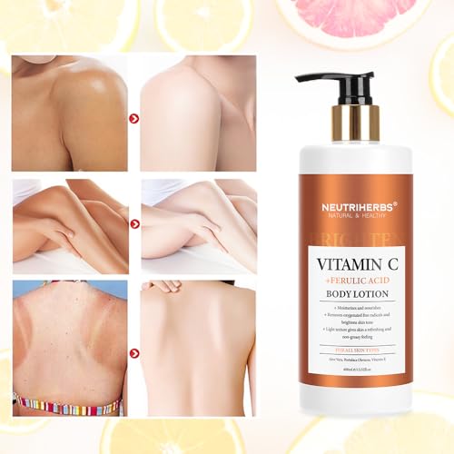 Vitamin C & Ferulic Acid Body Lotion for Dry Skin - 400ml Nourishing Moisturizer