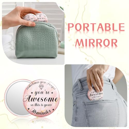 Tradder 120 Pcs 2.76 Inch Inspirational Compact Mirror Bulk Quinceanera Employee Appreciation Gifts Makeup Purse Pocket Mirror for Women Mother's Day Valentine Coworker Nurse Gifts Bag Stuffer Items