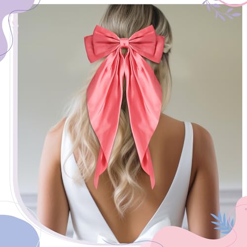 Large Satin Hair Bows Bulk - Floral Hair Accessories for Women, 25 Pieces