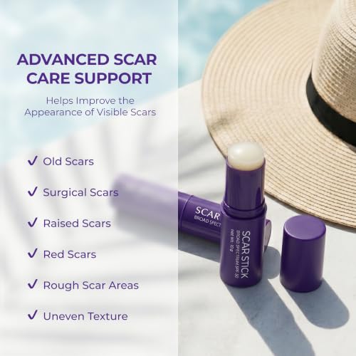 Purple Silicone Scar Stick SPF 30 with Vitamin E & Botanicals - 10g x 1 Pack