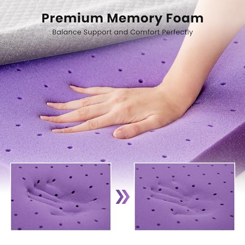 Queen Size Gel Memory Foam Mattress Topper 2 Inch with Removable Soft Cover - Grey Variation