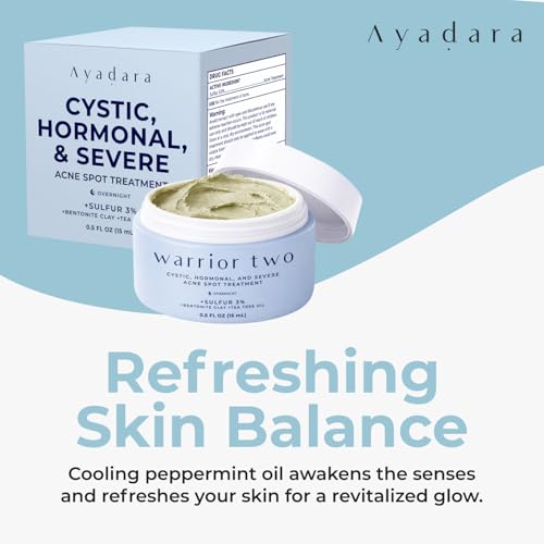 Cystic Acne Spot Cream Overnight Hormonal Acne-Prone Skin for Face & Body Sulfur Cream for Women Men & Teens Effective for Stubborn Breakouts 120 Uses