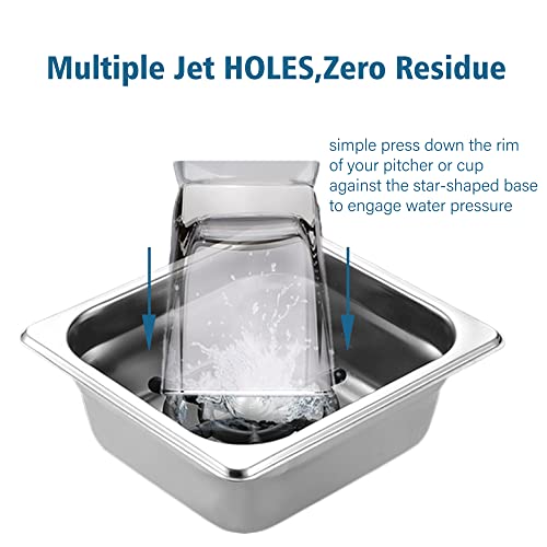 Glass Rinser for Kitchen Sink - Satin & Black, 6.9x6.4x4.4 Inches - Commercial Grade