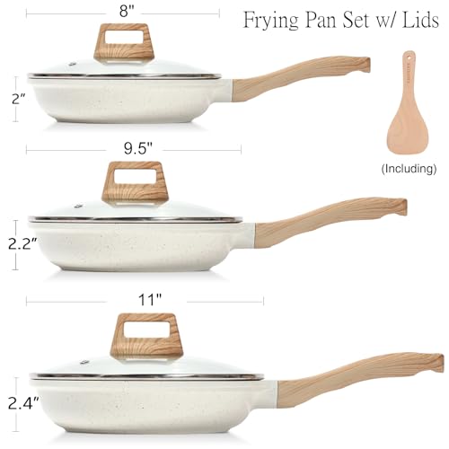 ESLITE LIFE Nonstick Ceramic Frying Pans Skillets Set with Lids,