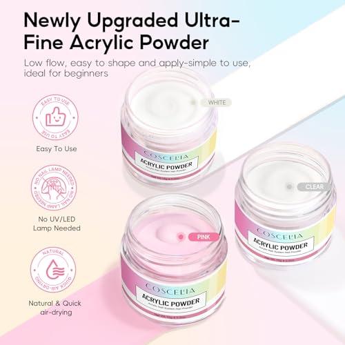 COSCELIA Acrylic Nail Kit for Beginners with Drill & UV Light Kit9