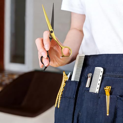 Gold & Black 5.5 Inch Hair Cutting Scissors - Professional Stainless Steel Barber Shears