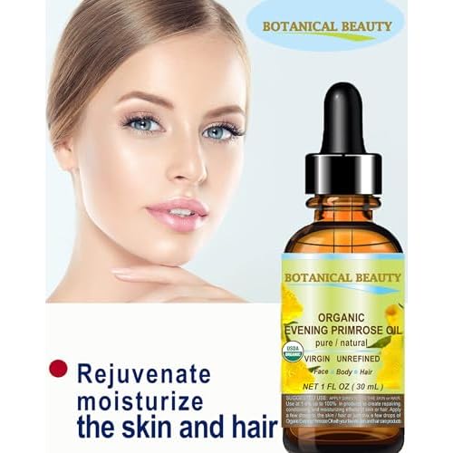 Botanical Beauty Organic EVENING PRIMROSE OIL 100% Pure Natural Undiluted Unrefined Virgin Cold Pressed Carrier Oil for face, skin, hair, nails (1 Fl Oz 30 ml)