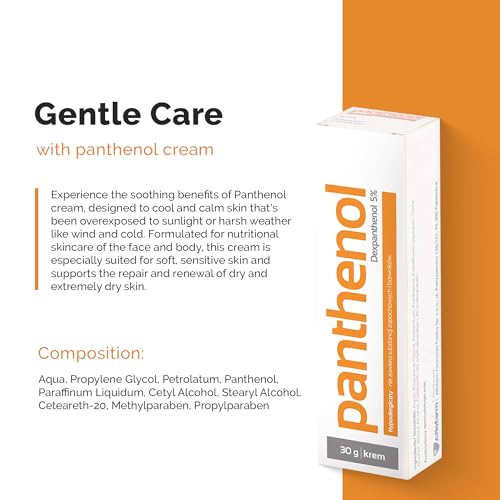 Panthenol - Cream, Ideal for Sun-Exposed or Weather-Affected Skin, Moisturizes Dry Skin, Nutritional Skincare for Soft and Sensitive Skin - 30g