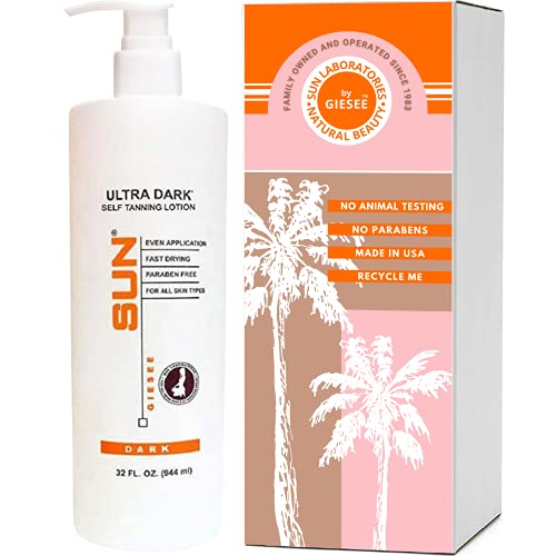Ultra Dark Self Tanning Lotion 32oz - Organic Sunless Tan for Face & Body