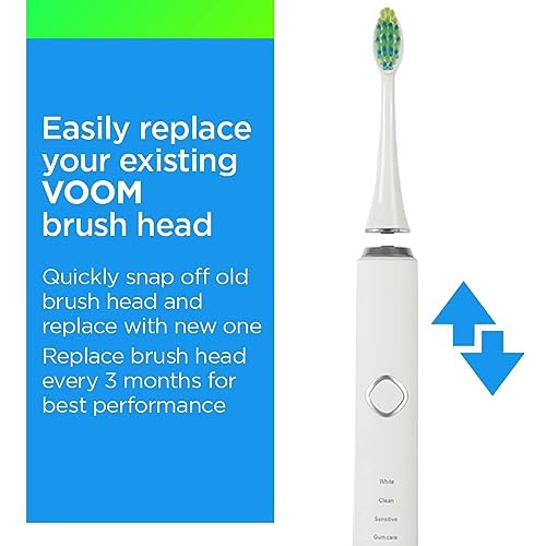 Voom Sonic White Pro 7 Series Replacement Toothbrush Heads - 4 Pack, Soft Bristles, Dentist Approved