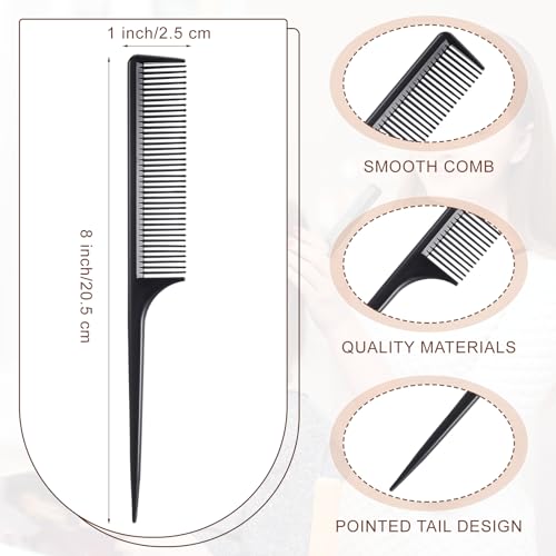 Bulk 300 Black Rat Tail Combs for Hair Parting & Styling - Fine Tooth Plastic