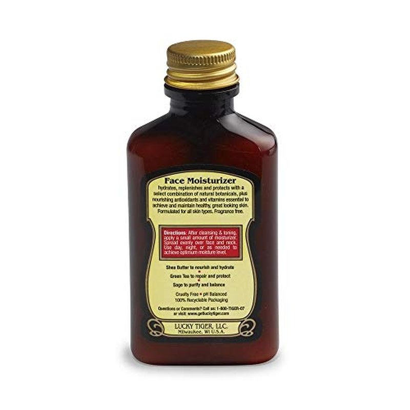 Lucky Tiger Face Moisturizer for Men (3.5 Fl Oz) ? Hydrating and Replenishing Facial Cream with Shea Butter & Green Tea ? Purifies & Reduces Wrinkles- Alcohol-Free & Fragrance-Free