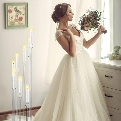 Vesici 2 Pcs 8-Arm Clear Acrylic Candelabra Centerpieces for Elegant Tables - Variation 2