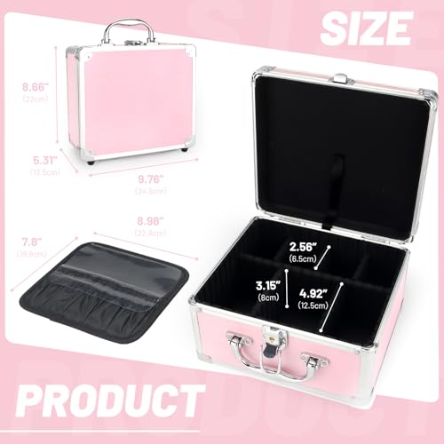 HAISKY Icy Pink Makeup Case with LED Mirror, Lockable Portable Vanity Organizer
